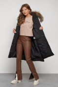 Купить Пальто утепленное с капюшоном зимнее женское черного цвета 133125Ch, фото 8