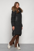 Купить Пальто утепленное с капюшоном зимнее женское черного цвета 133125Ch, фото 13