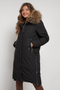Купить Пальто утепленное с капюшоном зимнее женское черного цвета 133125Ch, фото 17
