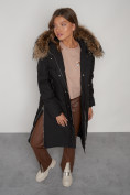 Купить Пальто утепленное с капюшоном зимнее женское черного цвета 133125Ch, фото 25