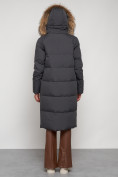 Купить Пальто утепленное с капюшоном зимнее женское темно-серого цвета 133125TC, фото 12