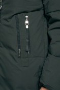 Купить Пальто утепленное с капюшоном зимнее женское темно-зеленого цвета 133125TZ, фото 8