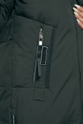 Купить Пальто утепленное с капюшоном зимнее женское темно-зеленого цвета 133125TZ, фото 9