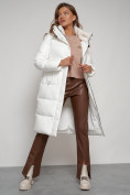 Купить Пальто утепленное с капюшоном зимнее женское белого цвета 133127Bl, фото 19