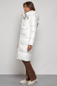 Купить Пальто утепленное с капюшоном зимнее женское белого цвета 133127Bl, фото 2