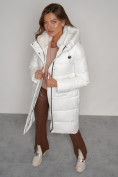 Купить Пальто утепленное с капюшоном зимнее женское белого цвета 133127Bl, фото 20