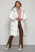 Купить Пальто утепленное с капюшоном зимнее женское белого цвета 133127Bl, фото 24