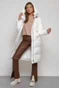Купить Пальто утепленное с капюшоном зимнее женское белого цвета 133127Bl, фото 25