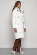 Купить Пальто утепленное с капюшоном зимнее женское белого цвета 133127Bl, фото 3