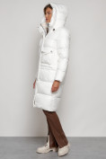 Купить Пальто утепленное с капюшоном зимнее женское белого цвета 133127Bl, фото 6