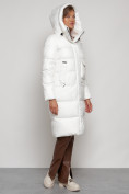 Купить Пальто утепленное с капюшоном зимнее женское белого цвета 133127Bl, фото 7