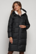 Купить Пальто утепленное с капюшоном зимнее женское черного цвета 133127Ch, фото 10