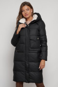 Купить Пальто утепленное с капюшоном зимнее женское черного цвета 133127Ch, фото 11