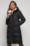 Купить Пальто утепленное с капюшоном зимнее женское черного цвета 133127Ch, фото 12