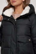 Купить Пальто утепленное с капюшоном зимнее женское черного цвета 133127Ch, фото 15