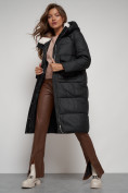Купить Пальто утепленное с капюшоном зимнее женское черного цвета 133127Ch, фото 19