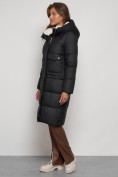 Купить Пальто утепленное с капюшоном зимнее женское черного цвета 133127Ch, фото 2