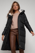 Купить Пальто утепленное с капюшоном зимнее женское черного цвета 133127Ch, фото 20