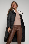 Купить Пальто утепленное с капюшоном зимнее женское черного цвета 133127Ch, фото 22