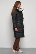 Купить Пальто утепленное с капюшоном зимнее женское черного цвета 133127Ch, фото 3