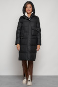 Купить Пальто утепленное с капюшоном зимнее женское черного цвета 133127Ch, фото 5