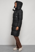 Купить Пальто утепленное с капюшоном зимнее женское черного цвета 133127Ch, фото 6