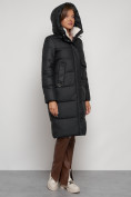 Купить Пальто утепленное с капюшоном зимнее женское черного цвета 133127Ch, фото 7