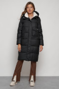Купить Пальто утепленное с капюшоном зимнее женское черного цвета 133127Ch, фото 9