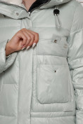 Купить Пальто утепленное с капюшоном зимнее женское светло-зеленого цвета 133127ZS, фото 10