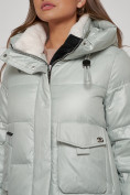 Купить Пальто утепленное с капюшоном зимнее женское светло-зеленого цвета 133127ZS, фото 13