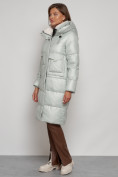 Купить Пальто утепленное с капюшоном зимнее женское светло-зеленого цвета 133127ZS, фото 2
