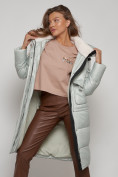 Купить Пальто утепленное с капюшоном зимнее женское светло-зеленого цвета 133127ZS, фото 21