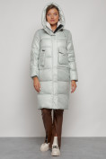 Купить Пальто утепленное с капюшоном зимнее женское светло-зеленого цвета 133127ZS, фото 5