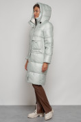 Купить Пальто утепленное с капюшоном зимнее женское светло-зеленого цвета 133127ZS, фото 6