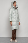 Купить Пальто утепленное с капюшоном зимнее женское светло-зеленого цвета 133127ZS, фото 7