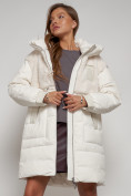Купить Куртка зимняя женская модная из кроличьего меха бежевого цвета 133131B, фото 12