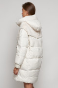 Купить Куртка зимняя женская модная из кроличьего меха бежевого цвета 133131B, фото 18