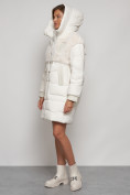 Купить Куртка зимняя женская модная из кроличьего меха бежевого цвета 133131B, фото 20