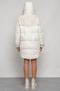 Купить Куртка зимняя женская модная из кроличьего меха бежевого цвета 133131B, фото 22