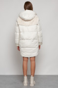 Купить Куртка зимняя женская модная из кроличьего меха бежевого цвета 133131B, фото 4