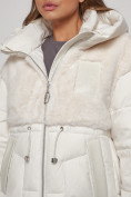 Купить Куртка зимняя женская модная из кроличьего меха бежевого цвета 133131B, фото 8