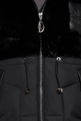 Купить Куртка зимняя женская модная из кроличьего меха черного цвета 133131Ch, фото 12