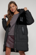 Купить Куртка зимняя женская модная из кроличьего меха черного цвета 133131Ch, фото 19