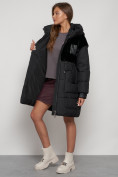 Купить Куртка зимняя женская модная из кроличьего меха черного цвета 133131Ch, фото 20