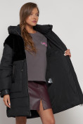 Купить Куртка зимняя женская модная из кроличьего меха черного цвета 133131Ch, фото 21