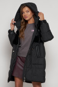 Купить Куртка зимняя женская модная из кроличьего меха черного цвета 133131Ch, фото 23