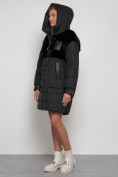 Купить Куртка зимняя женская модная из кроличьего меха черного цвета 133131Ch, фото 6