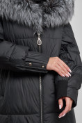 Купить Пальто утепленное с чернобуркой зимнее женское черного цвета 133156Ch, фото 13