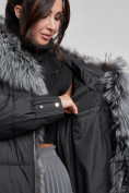 Купить Пальто утепленное с чернобуркой зимнее женское черного цвета 133156Ch, фото 14