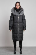 Купить Пальто утепленное с чернобуркой зимнее женское черного цвета 133156Ch, фото 16